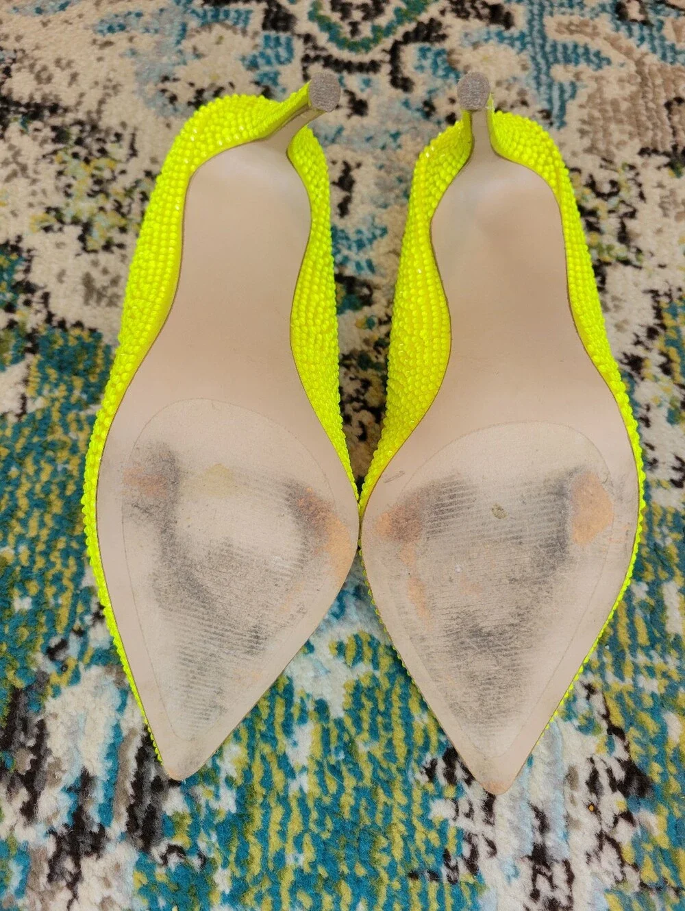 Steve Madden Daisie Rhinestone Stiletto Pumps In Citron Yellow, Size Womens 8.5 - Picture 6 of 7